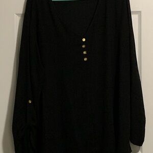 Soho Girls Black Blouse with Gold Buttons